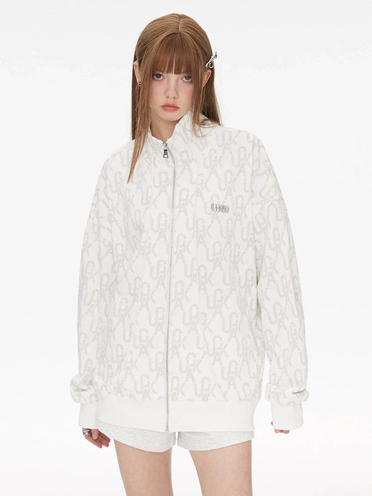 White Over Zip-up Logo Jacket