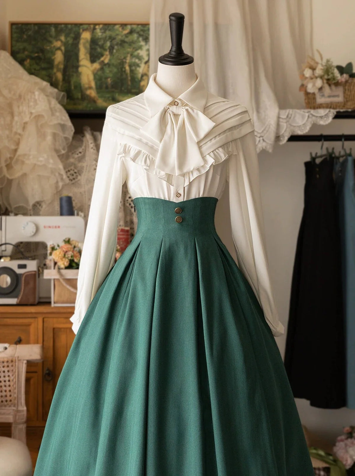 レトロエレガントブラウスクラシックリボン