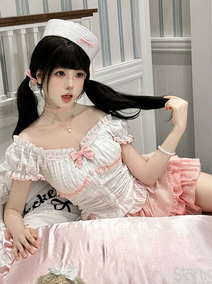 Süßes Rock-Kuchen-kleines schulterfreies Top + Schleife