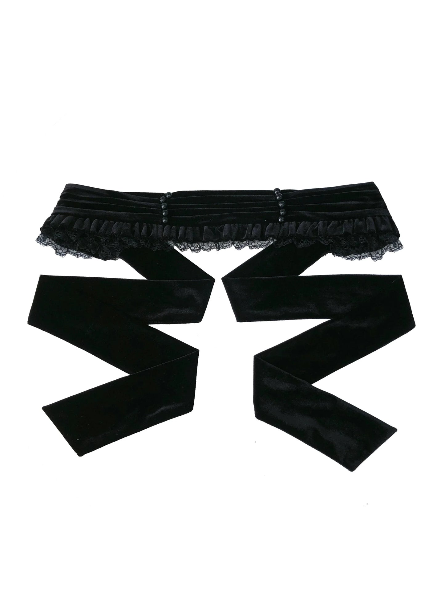 Collar Black Belt Elegant Retro + French Swan Ribbon Dress Square + Velvet