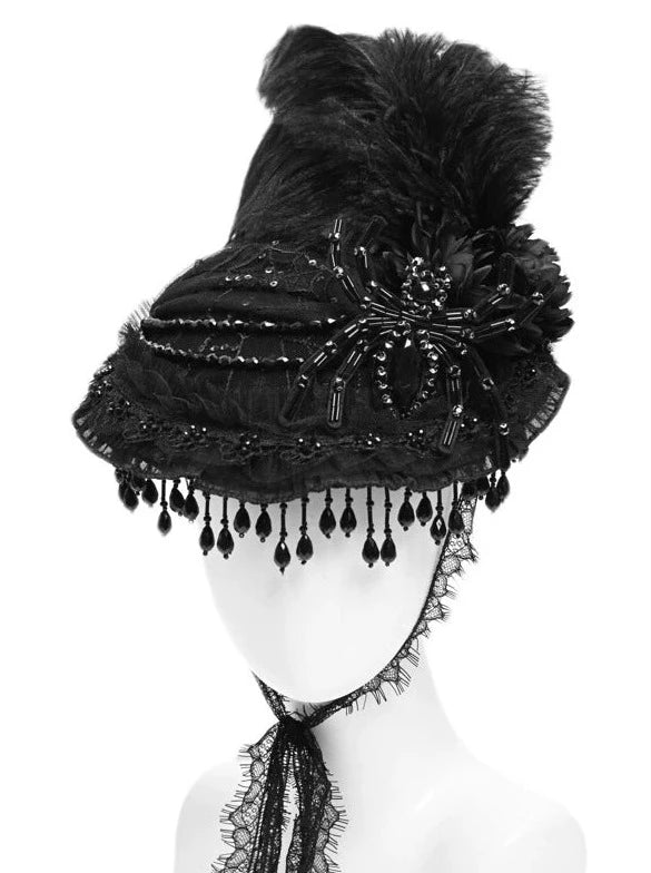 Flat Spider Lace Gothic Hat Coat Victoria