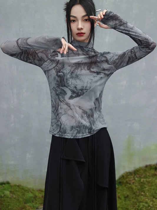 Retro dunkles transparentes Oberteil