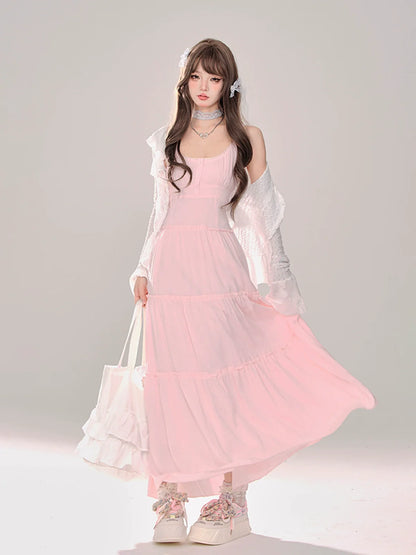 ムーンライト + カーディガン サスペンダー ニット サマードレス シアー