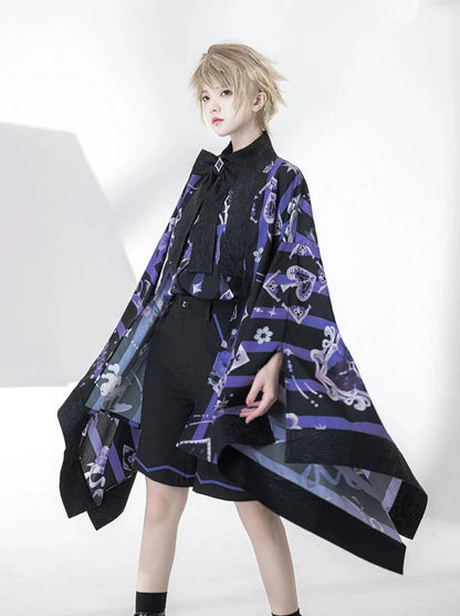 Retro Sunscreen Summer Print Cape Cardigan