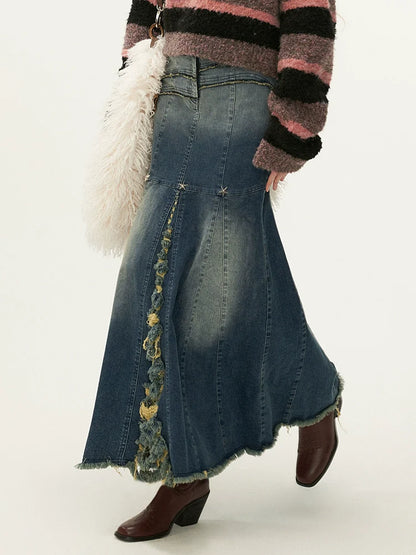 Denim Mermaid Retro Skirt