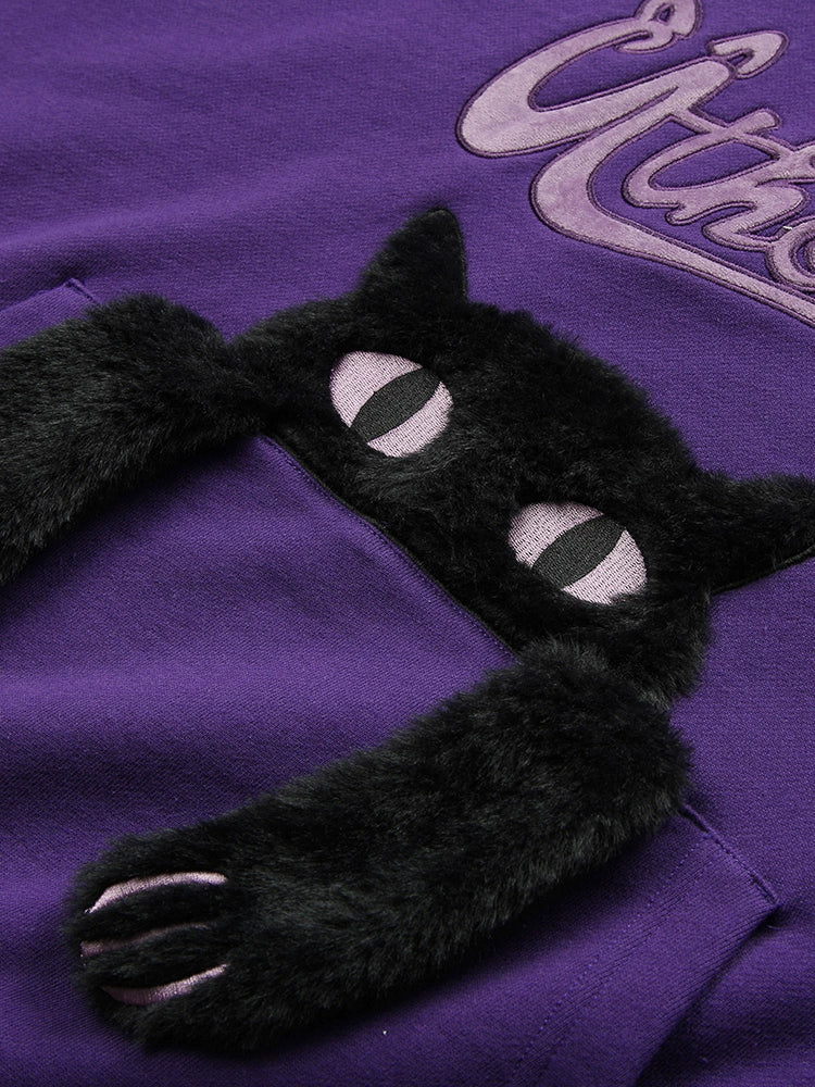 Dunkler Katzen-Hoodie mit Kapuze