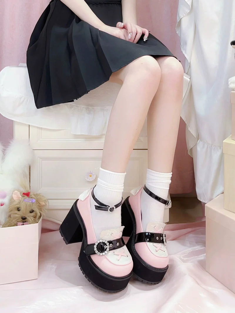 Punk Round Toe Strap Platform Shoes