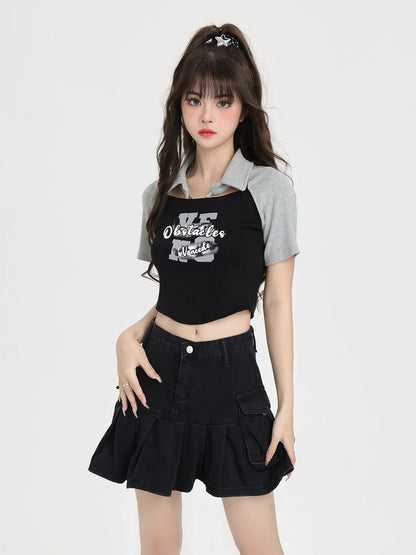 アメリカンポロ レタートップ ショートプリント レトロ