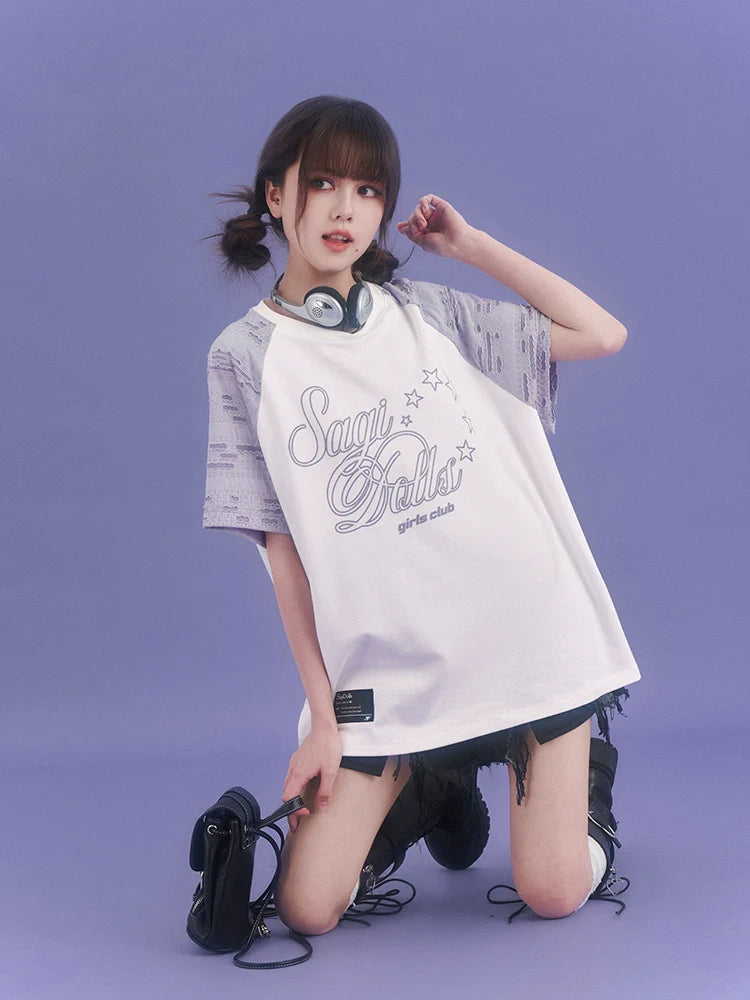 Bedrucktes Mädchen-Ärmeltop Run Fighting Spirited