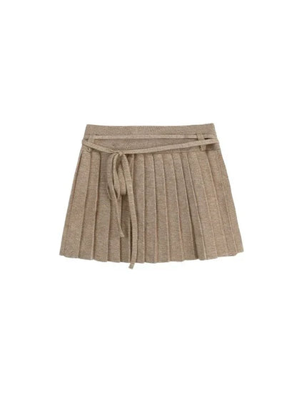 Cardigan Sweater Skirt + Zipper Pleated Fit Short Slim