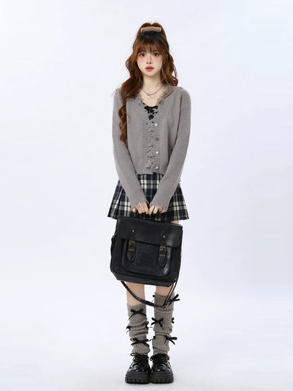 フリンジVネックダメージカーディガン