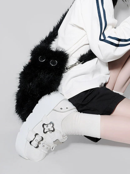 Toe Denim Shoes Puppy Platform Angel Punk Style Round