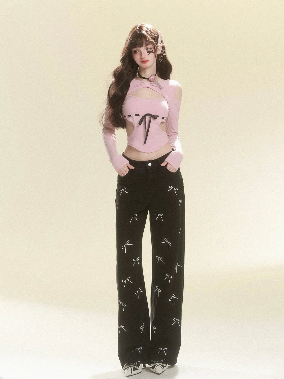 ステッチトップリボンガーリー