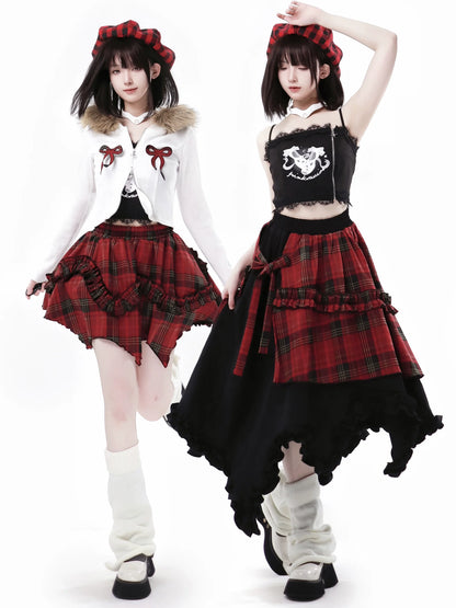 Lace Hoodie Black Stout Double Knit + Cherry Zip