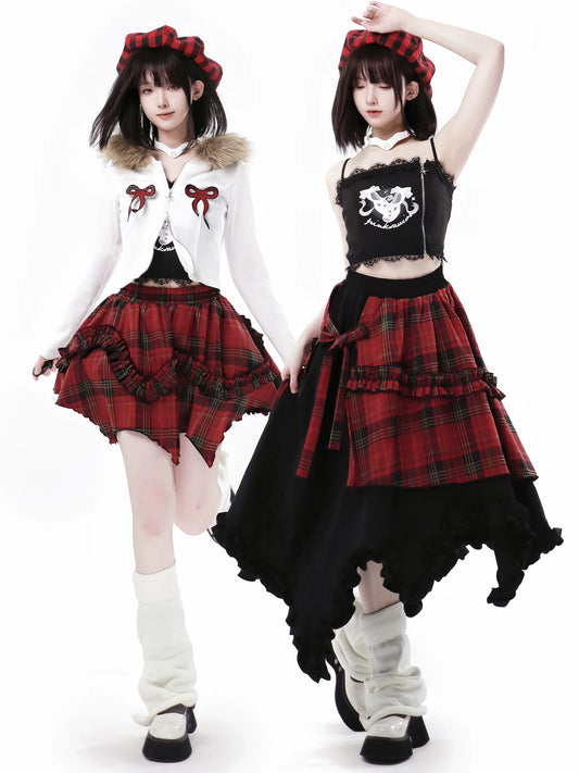 Lace Hoodie Black Stout Double Knit + Cherry Zip