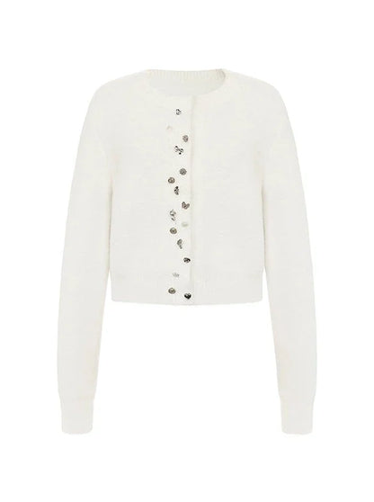 カーディガン イミテーションミンク ビジュー