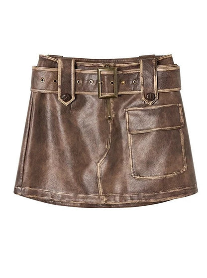 Osh Leather Over Jacket + Short Skirt