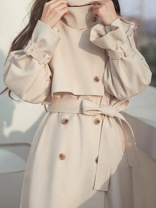 Hoher Mantel Britischer Retro-End-Trenchcoat-Stil Cape