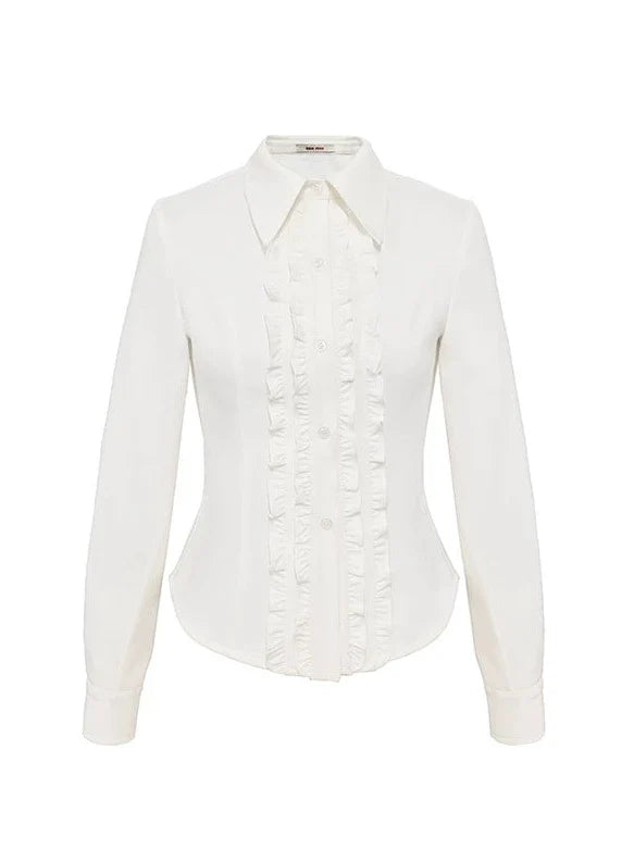 フリルデザインセンターシャツ ウェストマーク