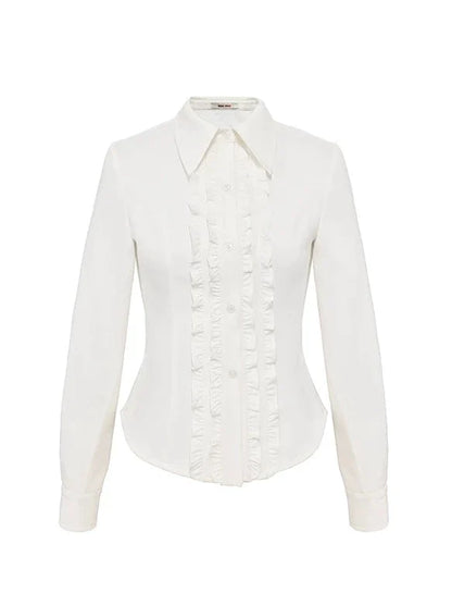 フリルデザインセンターシャツ ウェストマーク