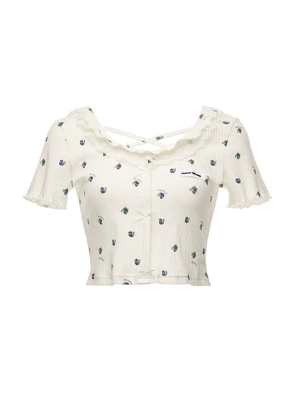 Weiße Tops mit mädchenhaften Früchten