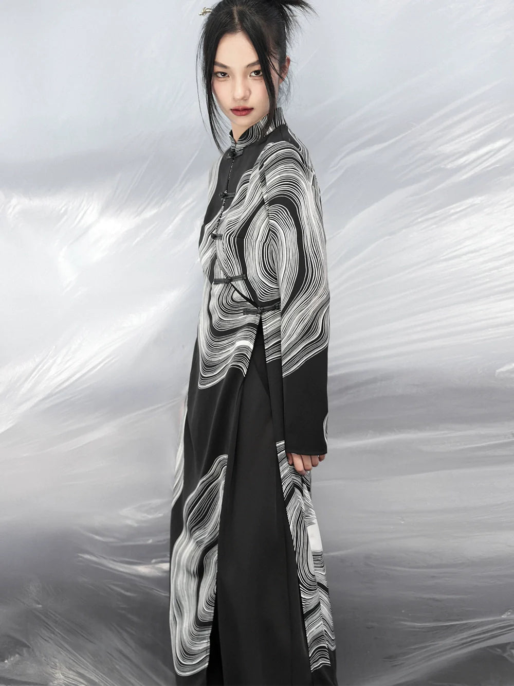 Dark Mode Dress Long Marble