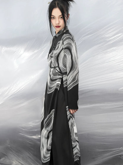 Dark Mode Dress Long Marble