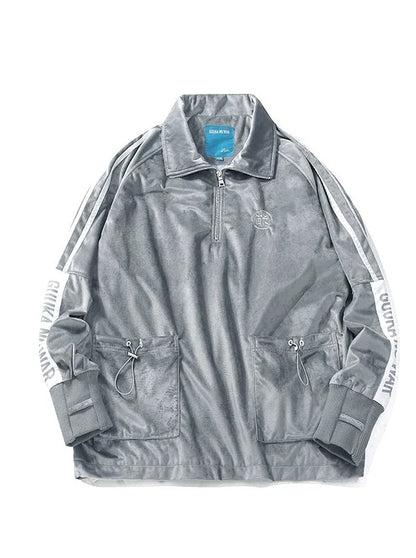 Logo Suede Grey Embroidery Pullover