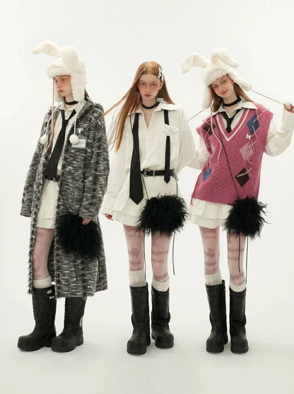 Kleid Rüschenhemd Revers Slim