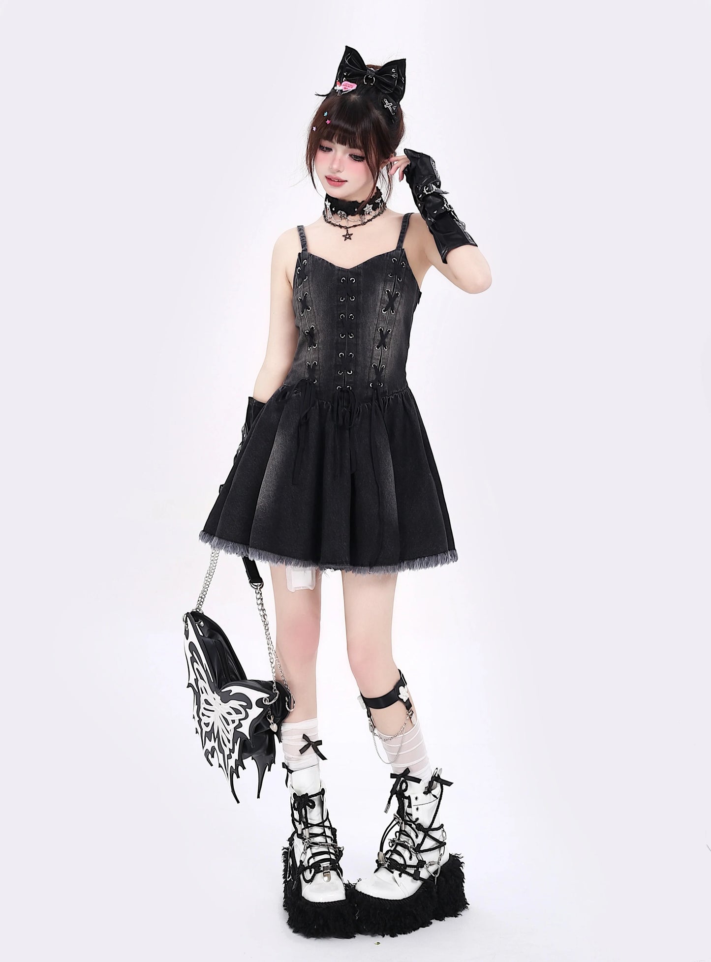 キャミソールドレス レースアップ 夏