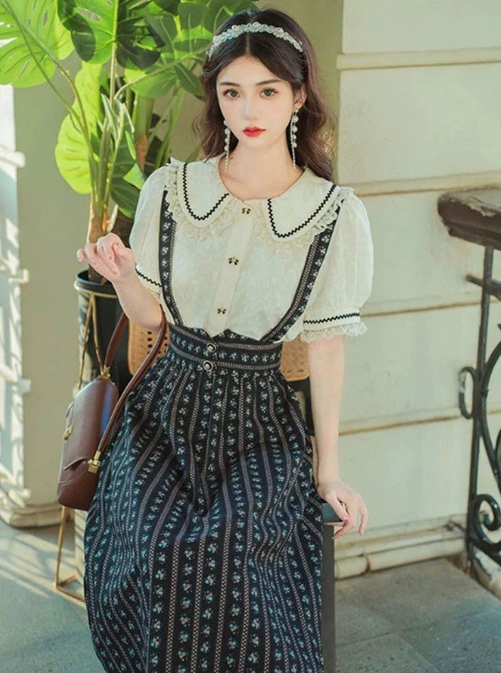 レトロスカート レトロサスペンダー + シャツ