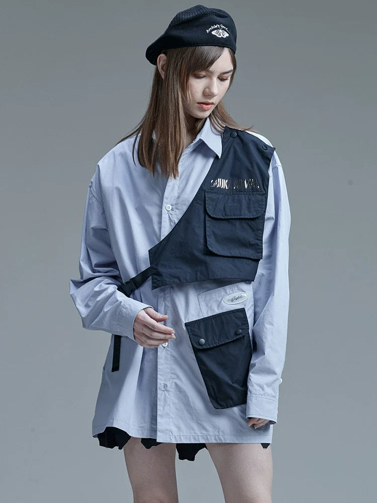 Lockere Weste mit Hemdakzent