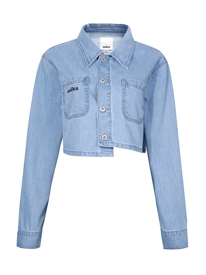 ショートトップ アシンメトリー ブルーデニム