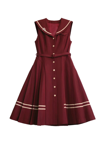 Hemdkleid Farbe + Krawatte Plissee Marine Anzug Gestreift Abzeichen Retro Magic Dress Academy