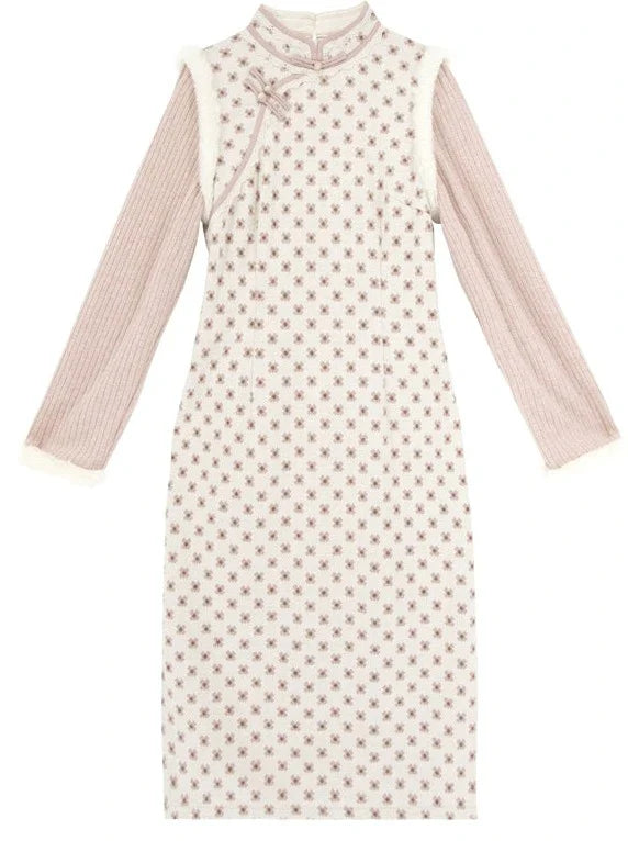 China Dress Sweet Retro Pastel Flower