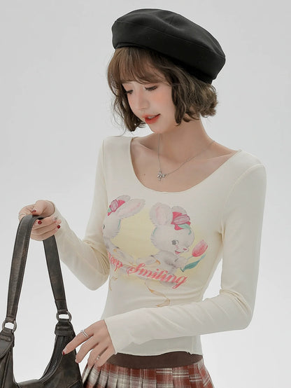 Short Long T Rabbit Print Sweet