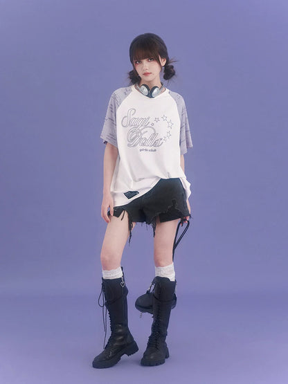 Bedrucktes Mädchen-Ärmeltop Run Fighting Spirited