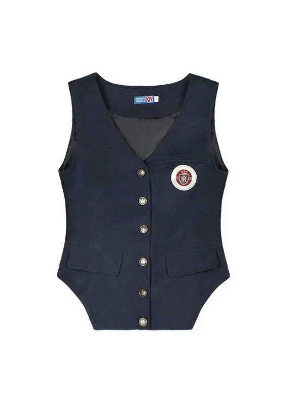 レトロシャツベスト + スリムスカート カレッジプリーツ