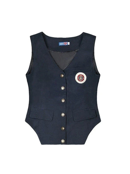 レトロシャツベスト + スリムスカート カレッジプリーツ