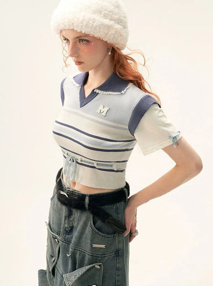 Poloshirts Sommer Kurz Gestreift