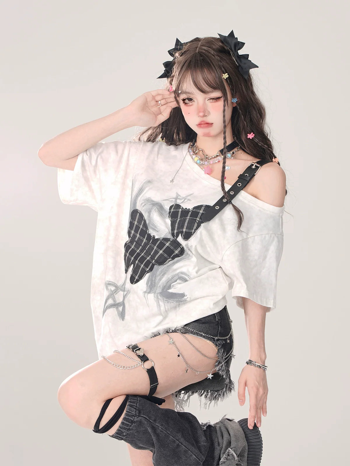 T-Shirt Sweet Loose Schultergurt Love One