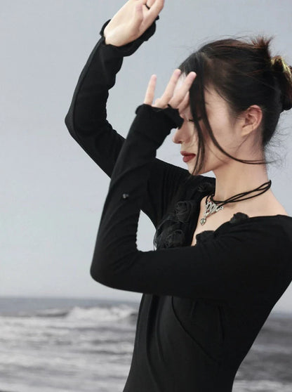 Knit V-Neck Mode Slim Dress