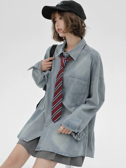 ルーズタイデニムレトロジャケット+シャツアメリカン