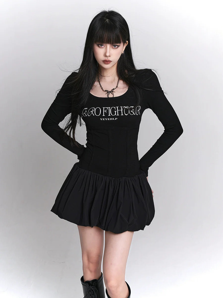 Robe Letter Girl Petit Fantôme Noir
