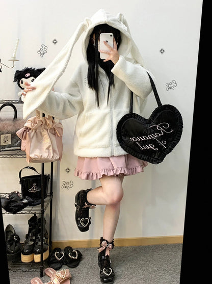 Plush Short/Long Bore Foodie Ears Zip Bunny Jacket