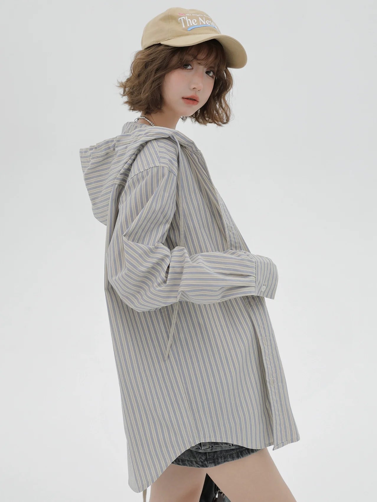 Halo Shirt Girly Over Striped Hoodie