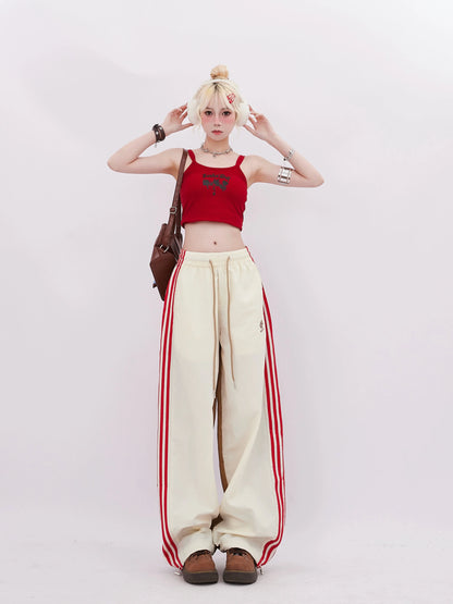 Pants Stripe Side Casual Wide