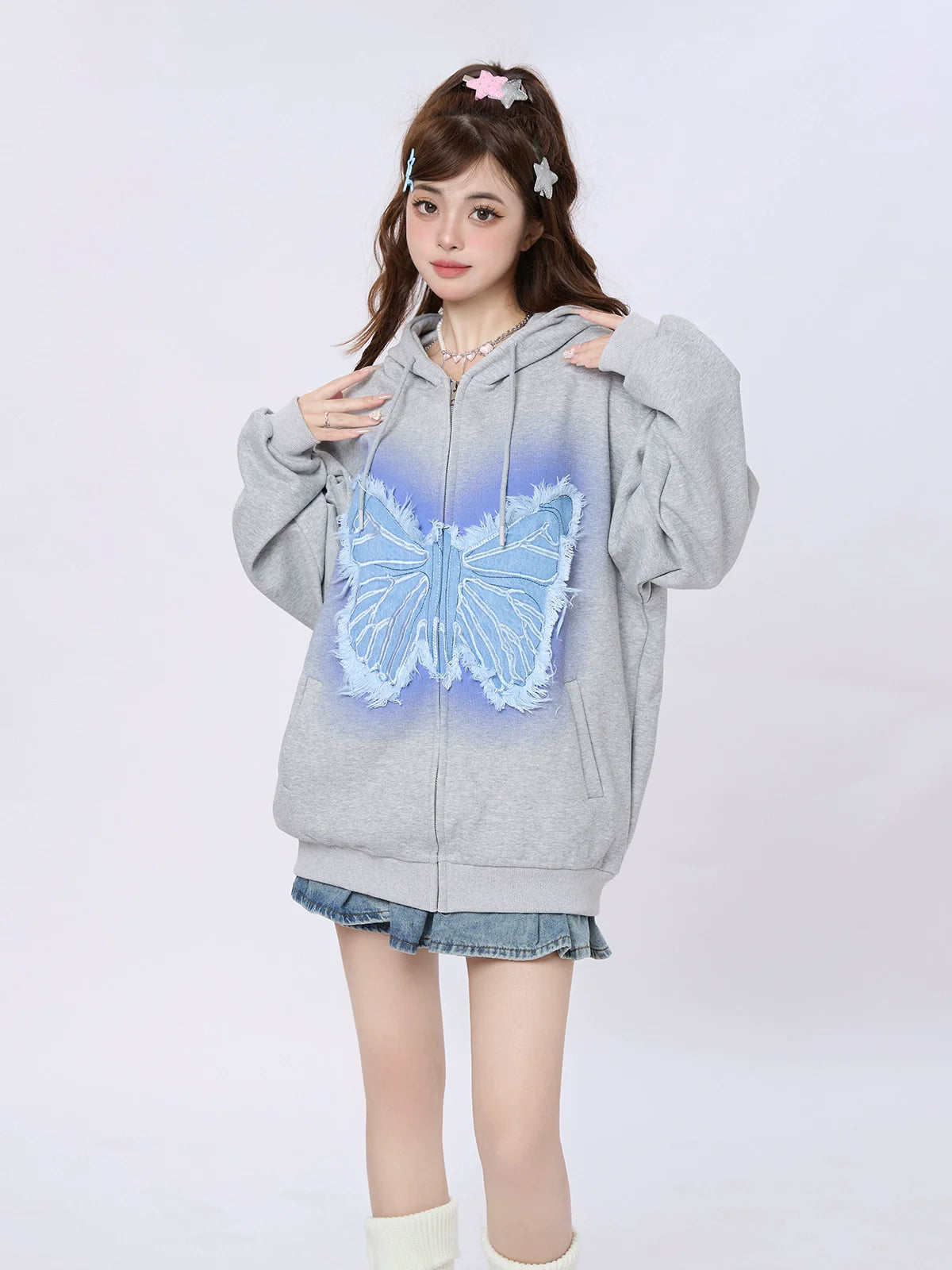 Art Illustration Mode Hoodie Butterfly Over
