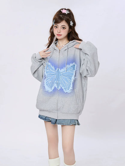 Art Illustration Mode Hoodie Butterfly Over