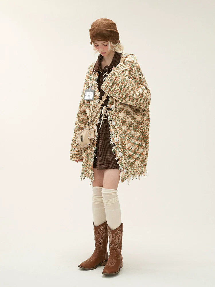 ゆったりとしたロングニットカーディガンセーター